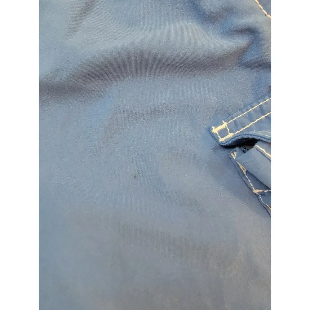 Nike Swim Shorts XXL Blue White Cargo Pocket Drawstring Unlined Beach Board